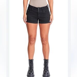 YMI Junior 3 Button Mid-Rise Cuffed Lightly Distressed Short